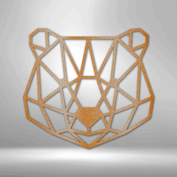 Geometric Bear Steel Sign Laser Cut Powder Coated Home & Office Metal Wall Decor